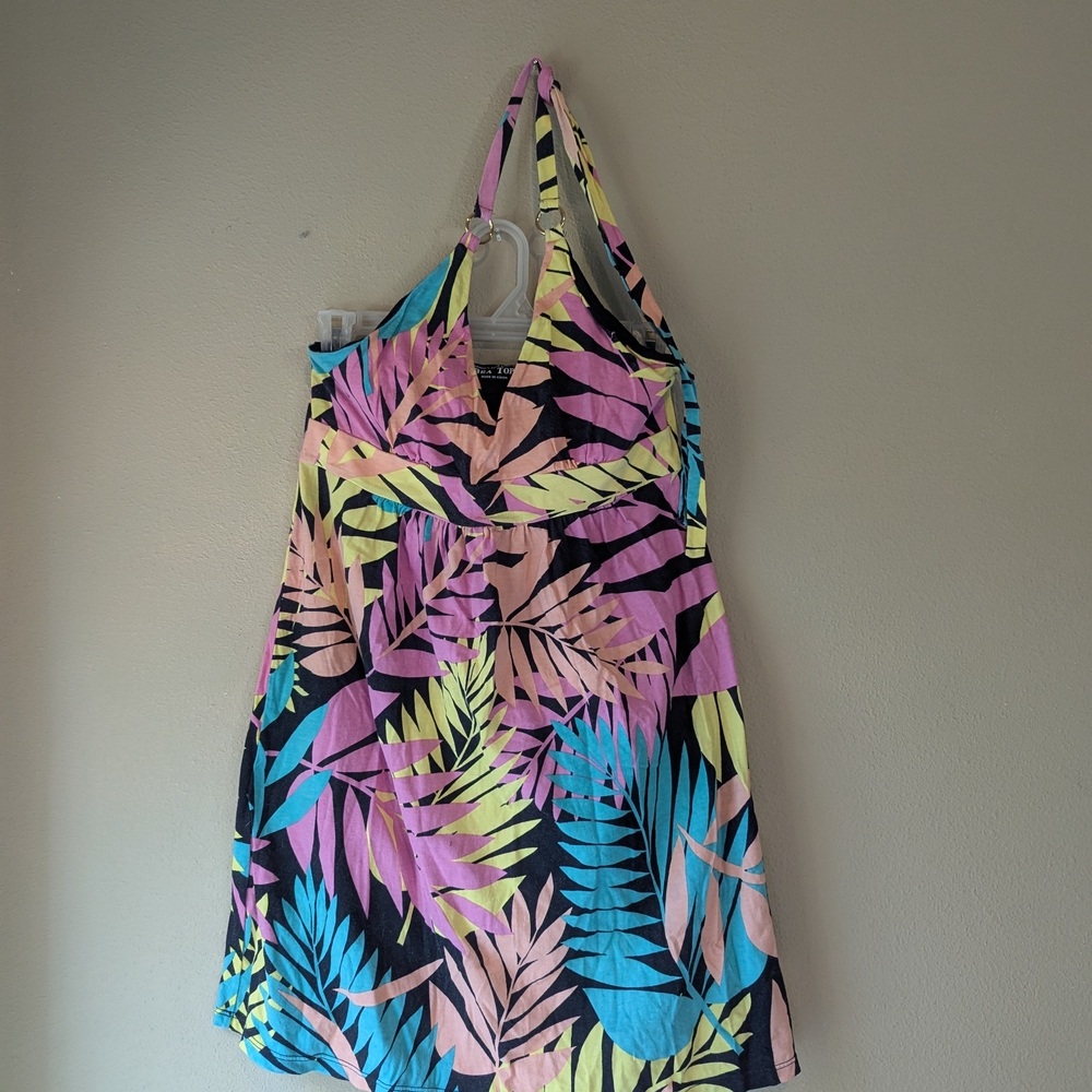 Victoria's Secret Black and Pink Dress with Halter Neck and Ruched Detail